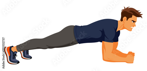 Man doing plank exercise vector illustration