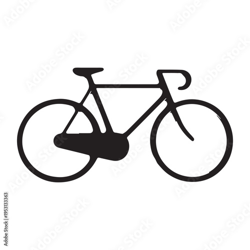 Black Minimalist Bicycle Silhouette Icon with Chain Guard and Drop Bar Handlebars