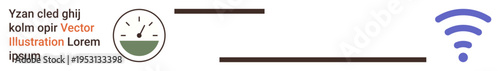 Data transmission, connectivity, technology, speed, internet, communication. Speedometer linked to wireless icon. Data transmission and connectivity concept for network communications
