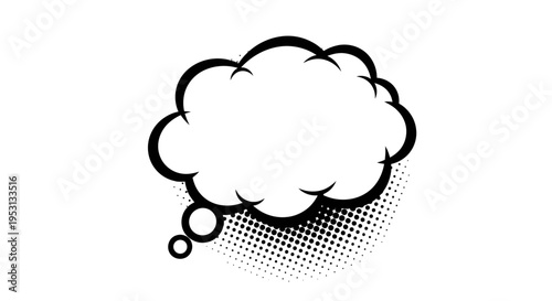 empty comic book thought bubble in pop art style with halftone dots ideal for graphic design concepts