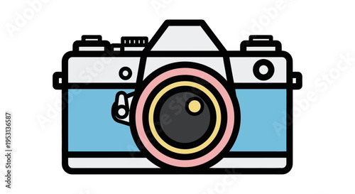 Camera with colorful lens details.