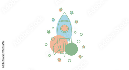 Colorful Toy Rocket Ship Model.