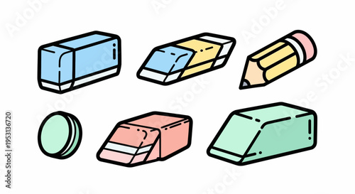 Colorful Erasers and Pencil Stationery.