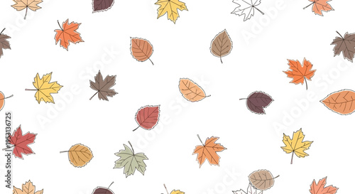 Colorful autumn leaves falling down.