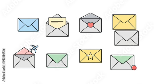 Collection of colorful email icons.