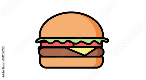 Delicious Burger Food Illustration Closeup.