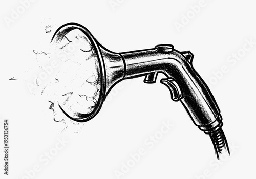 Handheld bidet sprayer dissolving into abstract particles and lines