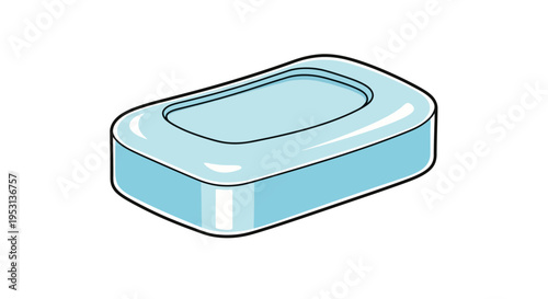 Light blue plastic soap dish.