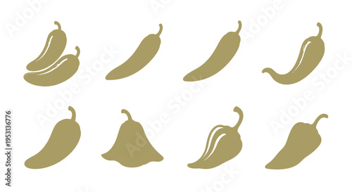 Green chili peppers on white background.