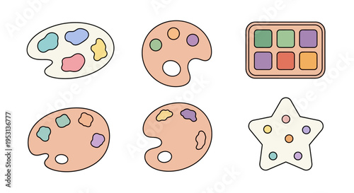 Colorful Paint Palettes and Star Shape.