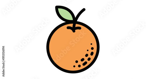 Fresh orange fruit with green leaf.