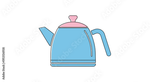 Blue Teapot with Pink Lid Handle.