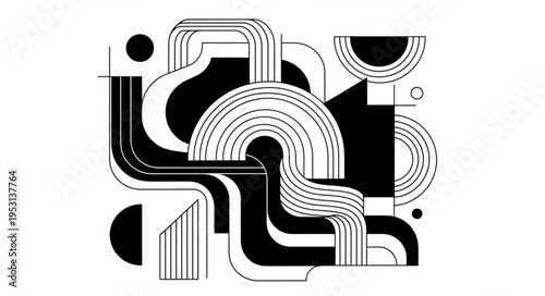 Black and white abstract shapes.