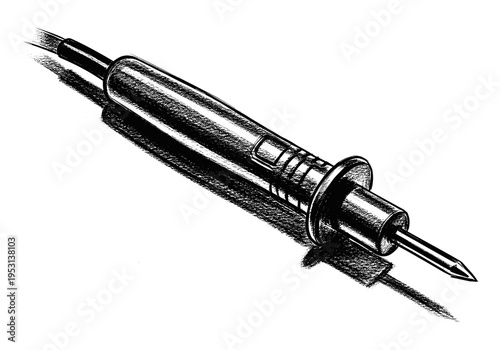 Close-up illustration of a sharp medical syringe with a needle and plunger on a white background