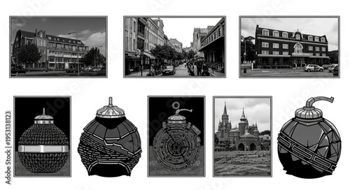 Black and white city architecture.