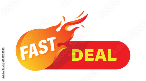 Foto Vibrant fast deal promo label with fire flame element for retail marketing and e