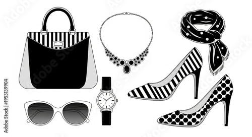 Black and white fashion accessories.