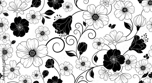 Black and white floral pattern.