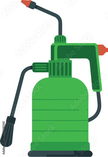 Green Manual Compression Pressure Sprayer with Wand, Concept of Home Pest Control, Garden Maintenance, Agricultural Treatment, and DIY Landscaping Vector Illustration