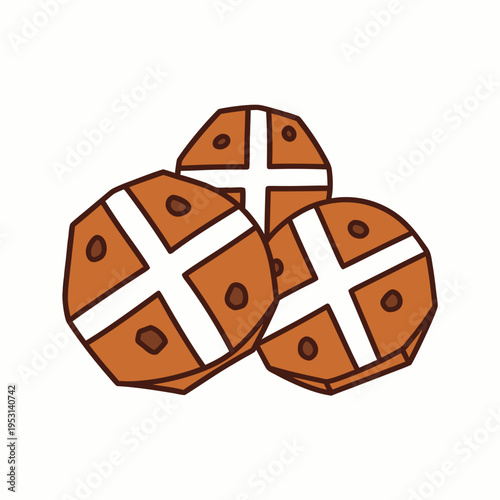 Currant Hot Cross Buns Assortment with Raisins, Spiced Fruit Easter Pastries Collection, Traditional Festive Bakes for Good Friday