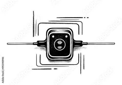 Stylized Instagram logo with a drill bit piercing through its center, symbolizing disruption