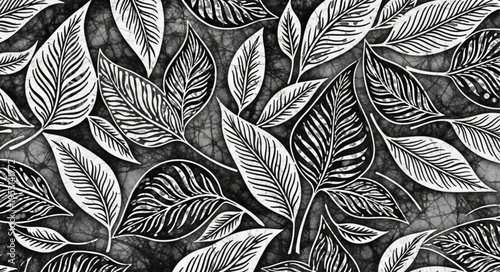 Black and white leaf pattern.