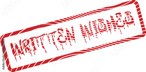 Creative red stamp displaying Written Words with a unique grunge ink drip texture