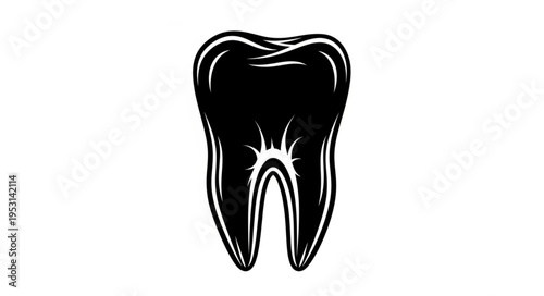 Black and white tooth icon.