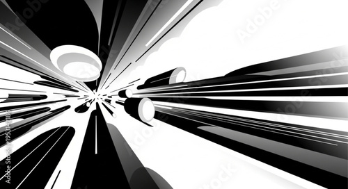 Black and white tunnel perspective.