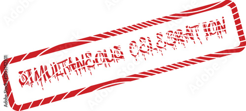 Festive Red Distressed Stamp Indicating a Joyful Simultaneous Celebration Event