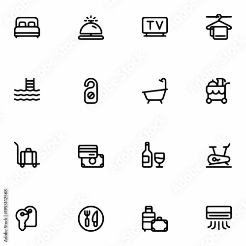 Hotel service icons set