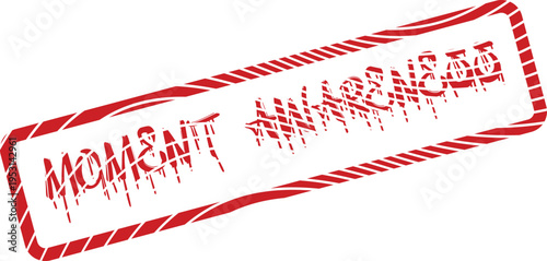 Striking Red Textured Stamp Featuring Moment Awareness for Mindfulness Practices