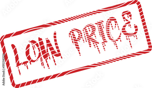 Striking red grunge stamp proclaiming Low Price ideal for promoting budget friendly sales events