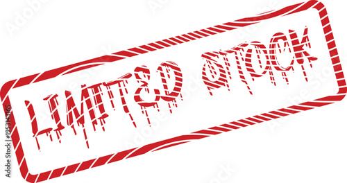 Red distressed rubber stamp effect displaying the urgent message Limited Stock for retail promotions