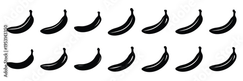 banana silhouette vector icon set collection and isolated on transparent background.