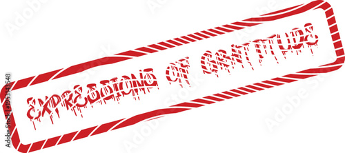 Expressions of Gratitude red distressed rubber stamp for thankfulness messages