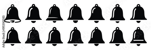 bell silhouette vector icon set collection and isolated on transparent background.