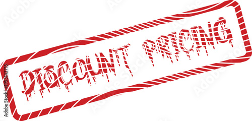 Distressed red rubber stamp showing Discount Pricing for affordable product rates