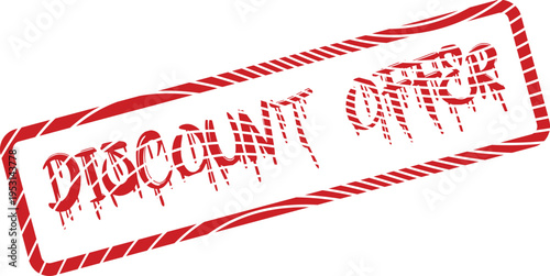 Red grunge rubber stamp presenting a Discount Offer for special pricing deals