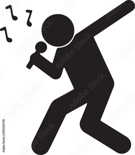 Singer icon with microphone and musical notes