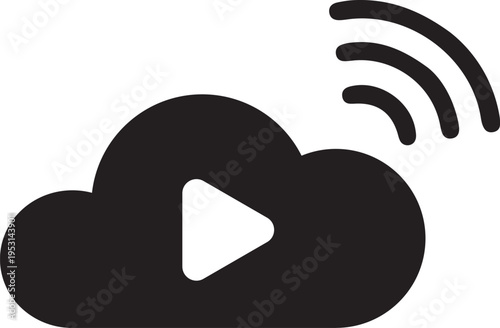 Cloud Play Button Icon With Wi-Fi Signal