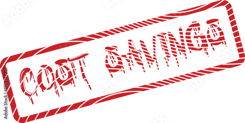Important red distressed rubber stamp prominently displaying the key phrase COST SAVINGS for financial benefits