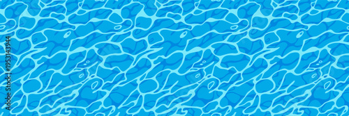 Water Ripple Blue Seamless Pattern. Abstract Pool Surface Background. Vector Sea Waves Texture.