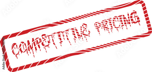 Essential red distressed rubber stamp highlighting the valuable phrase COMPETITIVE PRICING for market advantage