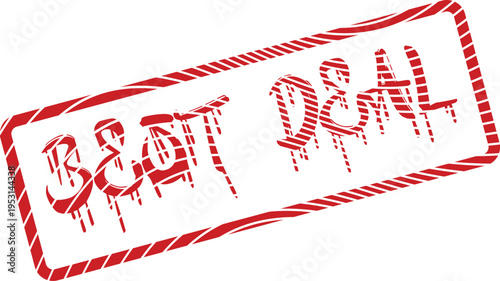 Red rubber stamp promoting the best deal available for customers and shoppers