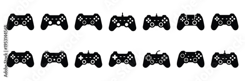 controller silhouette vector icon set collection and isolated on transparent background.