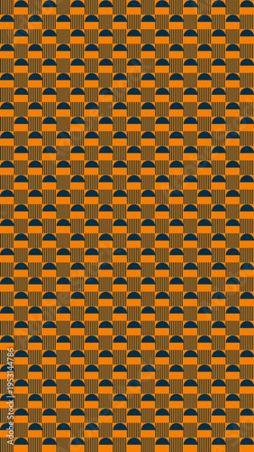 Geometric Pattern of Orange and Black Semicircles