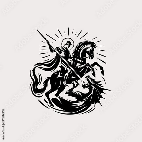 Saint George Slaying the Dragon Knight Illustration