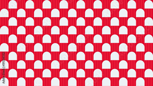 Seamless Red and White Geometric Dome Pattern Background