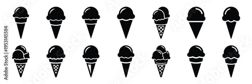 ice cream silhouette vector icon set collection and isolated on transparent background.